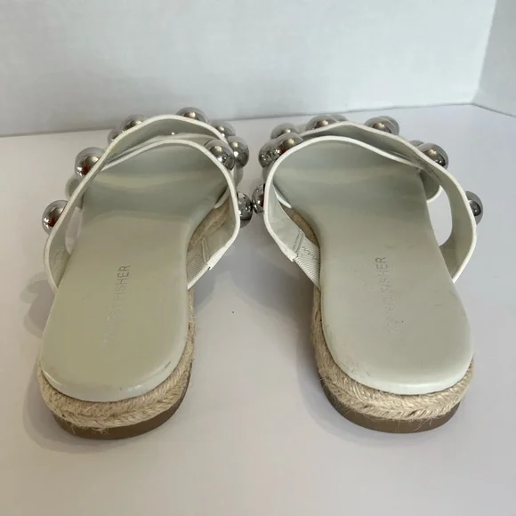Marc Fisher White Vegan Leather Studded Sandals Size 6 - Picture 4 of 7